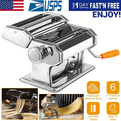 Stainless Steel Fresh Pasta Noodle Maker Roller & Cutter Manual Hand Crank Home • $32.18