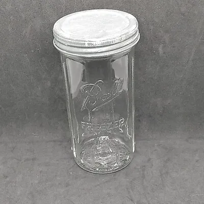 $16 • Buy Vintage Ball Clear Glass Freezer Jar  Zinc Lid Quart 7  