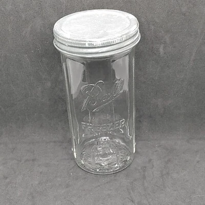 Vintage Ball Clear Glass Freezer Jar  Zinc Lid Quart 7   • $16