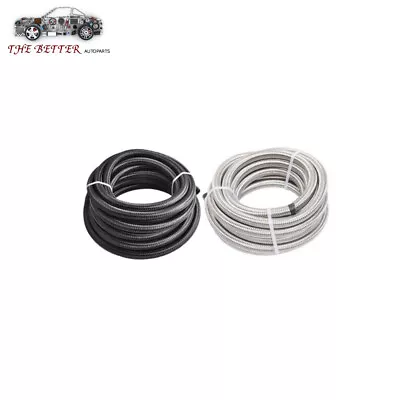 4AN 6AN 8AN 10AN 12AN Nylon & Stainless Steel Braided Fuel Hose Oil Gas Air Line • $56.99