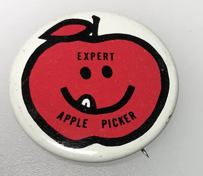 Expert Apple Picker Fruit Orchard Tree Ag Agriculture Vintage Button Pin Pinback • $27.99