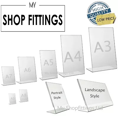 Acrylic Counter Poster Holder Perspex Leaflet Display Stand A3 A4 A5 A6 A7 A8 A9 • £4.50