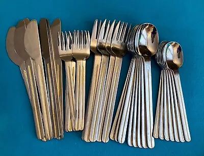 36 Pc Lot Mikasa Studio Nova ACCENT-GOLD Stainless Flatware Silverware • $64.95