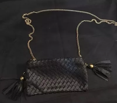 New ~ Cocktail Purse Black W/ Long Gold Chain ~ Ecote • $21.99