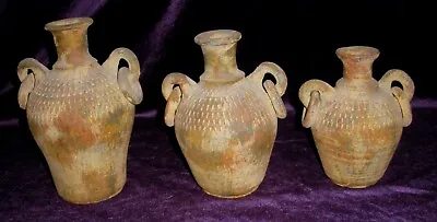 Vtg Mexican Indian Aztec Mayan Style Terra Cotta Display Vases! Set Of 3! • $20