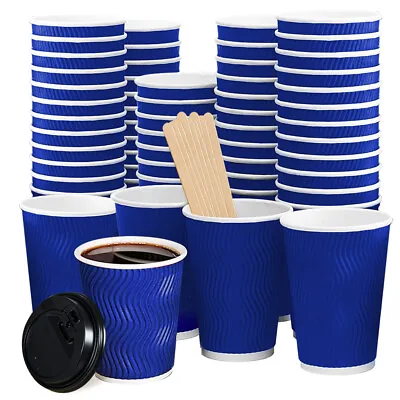 Disposable Coffee Cups With Lids Healthy Paper Takeaway 8OZ/12OZ/16OZ • $17.99