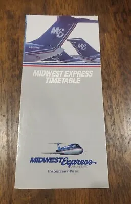 Midwest Express Airlines Timetable Brochure Effective Septembe 15 1987 Vintage  • $9.99