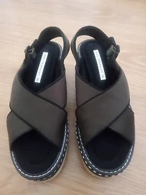 £9.99 • Buy Zara Platform Wedge Sandals Dark Green Size 38
