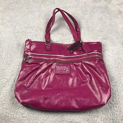 Coach Purse Raspberry Purple Poppy Patent Leather Shoulder Tote Bag F20004 • $44.88