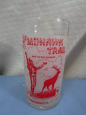 Vintage MASSACHUSETTS - MOHAWK TRAIL - Tourist Souvenir Frosted Glass • $14.99