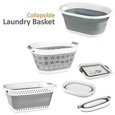 67l Home Kitchen Bath Laundry Outdoor Collapsible Laundry Large Folding Basket • £8.29