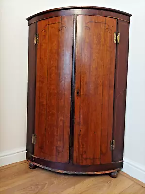 Antique Georgian Corner Cupboard With Inlaid Oak Doors • £65