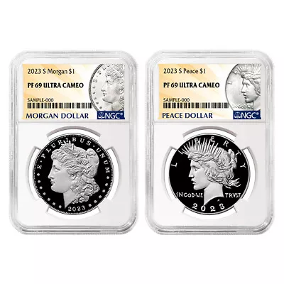 2023-S Proof $1 Morgan And Peace Silver Dollar 2pc Set NGC PF69UC Morgan & Pe... • $219