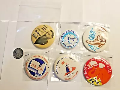 Vintage Fond Du Lac Pin Back Button Lot Of 6. See Pics For More Detailed Info. • $16.99