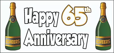 Happy 65th Anniversary Banner X2 - Party Decorations Wedding Celebrations Events • £7.95