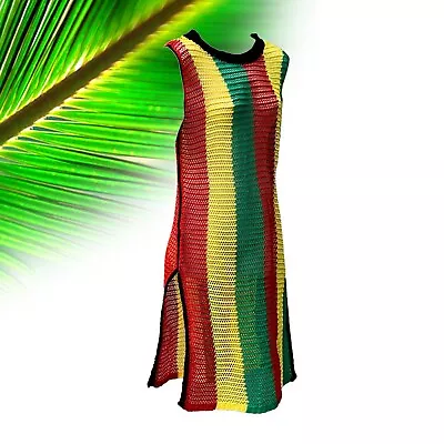 Fishnet Beach Mesh Dress Ladies Empress Rasta Stripes Reggae ONE SIZE FIT • £39.71