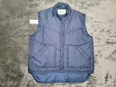 Vintage Alpine Patrol Mens Navy Blue Nylon Snap Button Puffer Vest Size Xl • $14.99