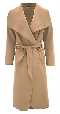 Women's Long Duster Jacket French Belted Trench Waterfall Coat Ladies Italian • £17.99