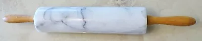 VINTAGE White Marble Rolling Pin 18” Pastry Roller • $9.45