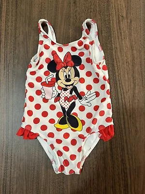 Disney Minnie Mouse Polka Dot Swimming Bathing Suit White Red Size 3T • $9.98