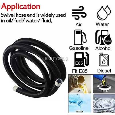 4AN 6AN 8AN 10AN Nylon Stainless Steel PTFE Braided Fuel Hose Oil Gas Air Line • $17.38