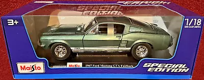 1967 Ford Mustang GTA Fastback Green Diecast Car Special Edition 1:18 Maisto • $44.99