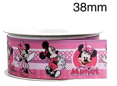 MINNIE MOUSE Grosgrain Ribbon (38mm) Width For Crafthair Cake Deco Etc🇬🇧 • £2.19