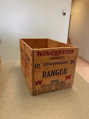 Antique Winchester Ranger Staynless 12Ga Wooden Ammo Crate NICE! • $72