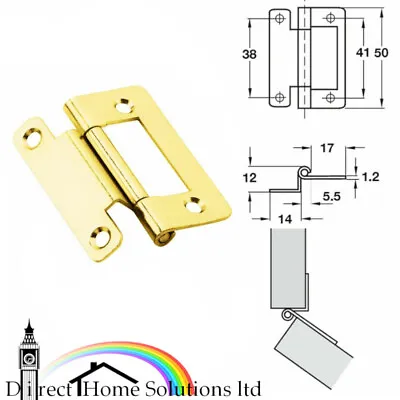 10 X Hafele Steel Flush Hinges Cranked 15-19mm Thickness Brass Plated Caravan • £13.59