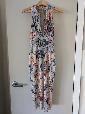 Bec & Bridge Sheer Floral Halter Plunge Dress Size 6 • $20