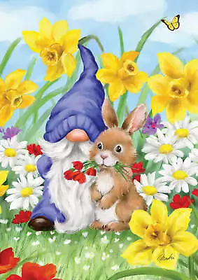 Toland Daffodil Bunny Gnome Spring Flag Easter Double Sided • $15.98