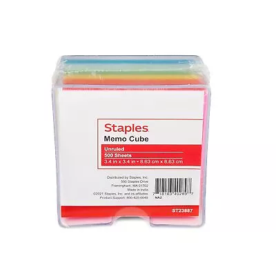 Staples Memo Cube Memo Pad 3.4  X 3.4  Unruled Assorted Colors 3/Pack ST23887CVS • $27.93