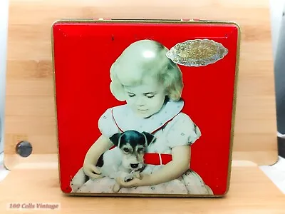 Jacobs Girl With Jack Russel Red Vintage Biscuit Tin (15cm) • £14.99