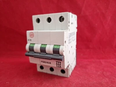 Wylex Psb316-b 16a 16amp B Type B16 Triple Pole Tp 3p Mcb Fuse Switch Used • £13.99
