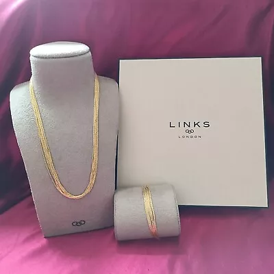 Links Of London Silver Yellow Gold Vermeil Multi Strand Necklace & Bracelet Nib • £129.99