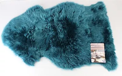 Natural Milan Thick Lush Pile Genuine Sheepskin Area Rug – Teal – 22 W X 33 L • $51.99