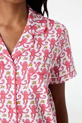 NEW NWT Roller Rabbit Pink Monkey Polo Pajamas - XS EXTRA SMALL • $194