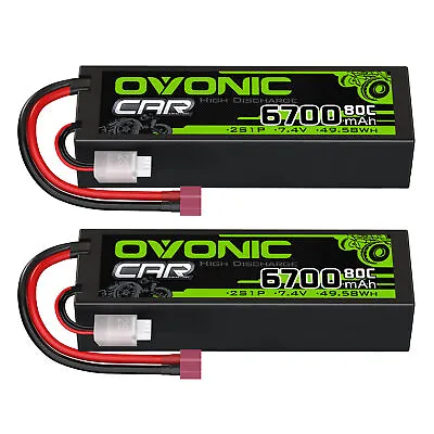 2X Ovonic 7.4V  80C 2S 6700mAh LiPo Battery T For Stampede Vxl 4X4 Slash RC Car • $73.03