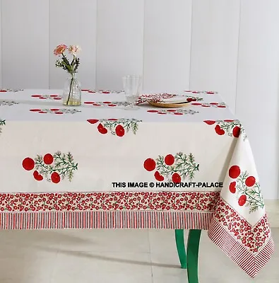 £31.19 • Buy Indian Hand Block Print Tablecloth Kitchen Linen 100% Cotton Floral 150*220 Cm