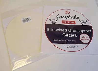 20 Easybake Siliconised Greaseproof Paper Circle/Cake Tin Liners - Various Sizes • £2.90