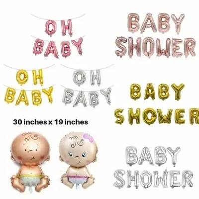 £2.29 • Buy OH BABY16  Foil Balloons Baby Shower (GOLD,ROSE,SILVER) Banner Party Decorations