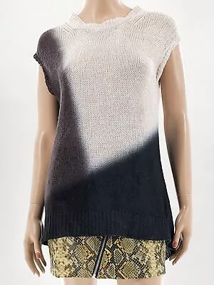J CREW White Black Sleeveless Asymmetric Hem Tie Dye Linen Sweater Size XS • $1.99