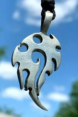 Maori Tribal Fishing Hook Tribal Silver Color Pewter Charm Necklace Pendant  • $4.99