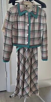 50s 60s Vintage Women’s Suit Dress & Jacket Plaid Size 4-Size 6 See Measurements • $50