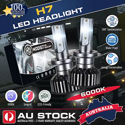 Pair H7 LED Headlight Conversion Kit 100W 20000LM High/Low Beam Bulb 6000K White • $27.99