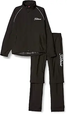 Titleist JAPAN Golf Stratch Rain Wear Jacket Pants Set Size XL Black TSMR1592 • $145.56