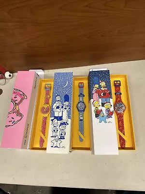 Lot Of 3 Brand New Swatch Simpsons Donut Christmas Mens Womens Never Worn • $100