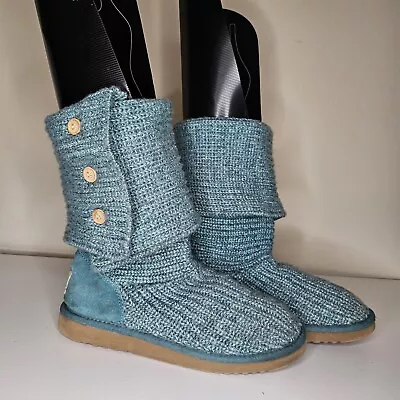 Ugg Women's Shoes Classic Cardy Knit Ugg Boots Convertible Crochet Blue • $58.87