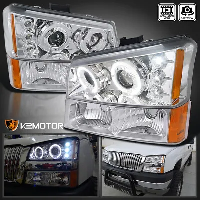 Fits 2003-2006 Chevy Silverado 1500 2500 3500 Projector Headlights +Bumper Lamps • $128.38