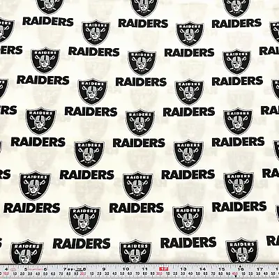 Vintage 1994 NFL Raiders Fabric Traditions Black & White Cotton By The HALF YARD • $10.99